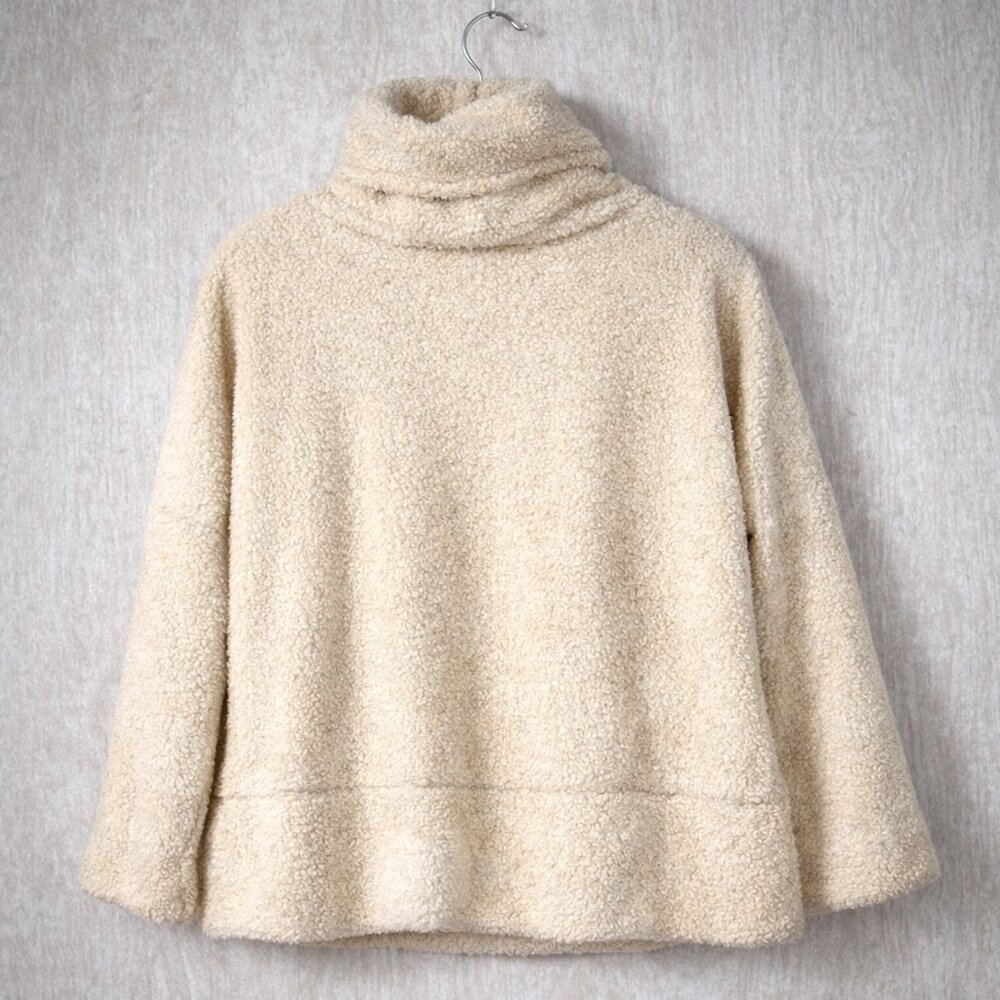 Tuckernuck Rollins Sherpa Pullover Tan Cowl Neck Cozy Luxe Chic M - Picture 3 of 8